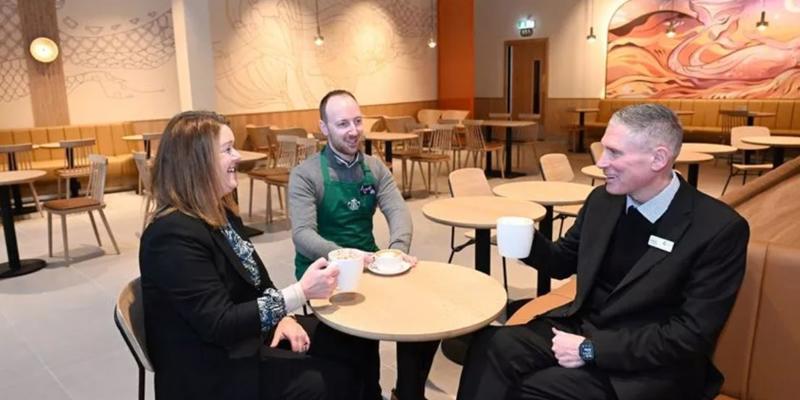 Centre director Patrick Robbertze with Starbucks Employees