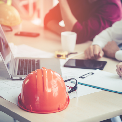 Hard hat on a table